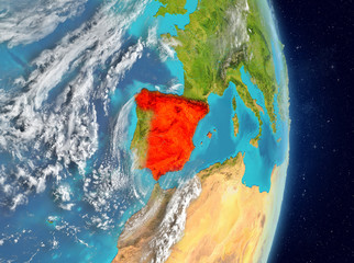 Orbit view of Spain in red