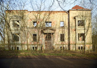 Obraz premium Ruined manor listed as monument in Schmoldow, Mecklenburg-Vorpommern, Germany