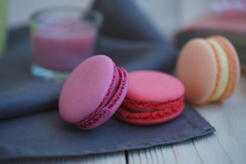 Multicolored cookies macaroons on the table