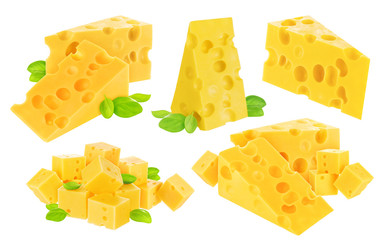 Cheese isolated on white background. With clipping path. Collection.
