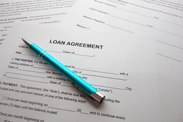 Loan agreement form, preparation for filling and signing a document
