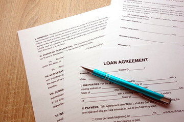 Obraz premium Loan agreement document ready for filling and signing in office