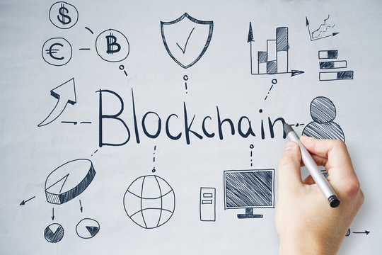 Hand drawing blockchain sketch