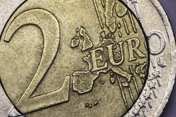 A closeup photo of two euro coin