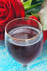 red wine and roses