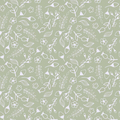 Outline floral seamless pattern, vector