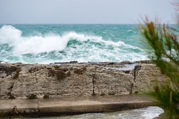 Sfondo con mare mosso e onde