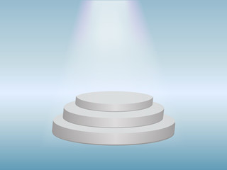Podium with ray of light. Vector illustration.