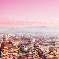 Florence at sunset, city skyline. Florence Duomo. Basilica di Santa Maria del Fiore.