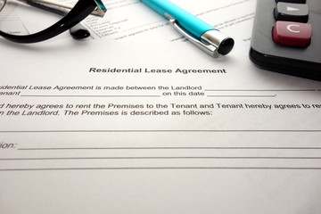 Residential lease agreement for filling and signing - obrazy, fototapety, plakaty