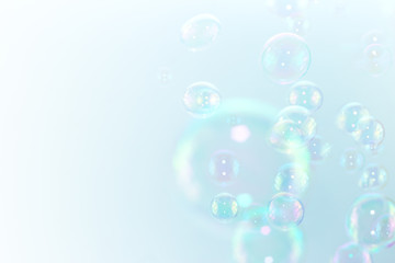 Beautiful freshness color soap bubbles floatin the air.