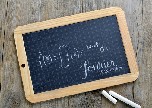 FOURIER TRANSFORM (FT) formula on chalkboard