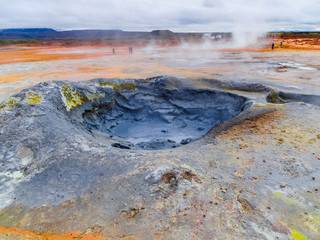 Fototapeta na wymiar Martial Landscapes - Geothermal active zone on Iceland