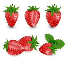 Strawberry. Sweet fruit. 3d vector icons set. 3d strawberry.