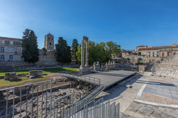 Fototapeta na wymiar The Roman Theatre in Arles, France. A World Heritage