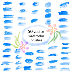 Set of 50 watercolor vector brushes