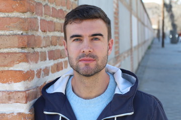 Man with a perfect face isolated 