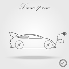 electro car outline, thin, flat, digital icon for web and mobile