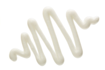 sour cream isolated on white background. Top view. Flat lay