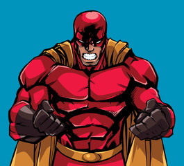 Raging Superhero Illustration / Illustration of raging superhero with clenched fists ready for battle.  © Malchev