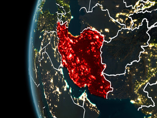 Iran from space at night