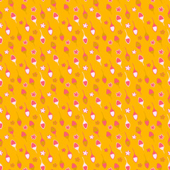 Seamless pattern with flower buds in cartoon style, vector