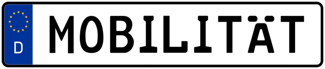 spkw51 SignPersonenKraftWagen spkw - Schrift: Mobilit&auml;t - Kennzeichen: Autokennzeichen / Nummernschild - (Original-Verh&auml;ltnis 520 X 110 mm) - banner xxl g5928