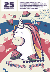 Memphis cards with geometric elements and retro illustrations. Set of vector banners in trendy 80s-90s memphis style. cover design, advertising, poster and greeting card. graphic tee and printed tee