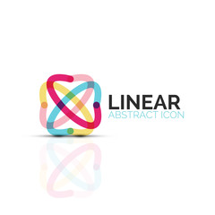 Abstract flower or star minimalistic linear icon, thin line geometric flat symbol for business icon design, abstract button or emblem