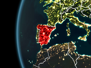Spain from space at night