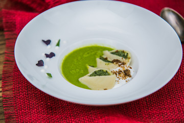 Detail on special designe for food on a wooden board.Food detail