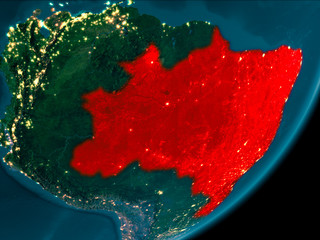 Brazil from space at night