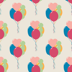 Seamless Pattern with Color Balloons