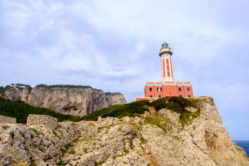 Fototapeta na wymiar The Punta Carena lighthouse, Capri.