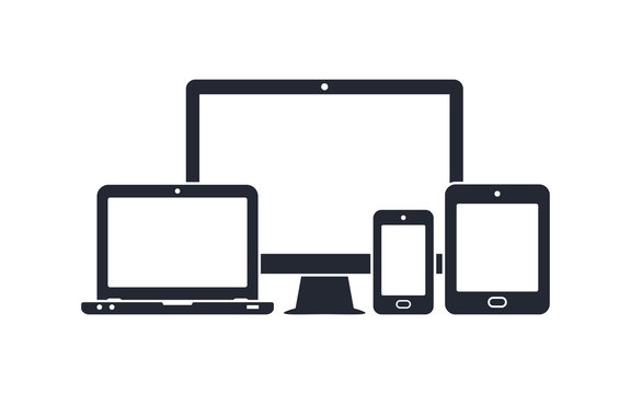 Device icons - desktop computer, laptop, smartphone and tablet
