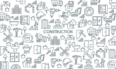 thin line design construction banner