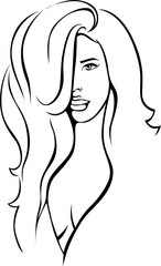 sexy woman black outline sketch vector illustration