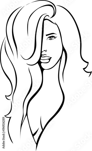 "sexy woman black outline sketch vector illustration" Stock image and