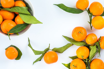 Mandarin oranges on white background