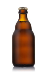 Bottle of light beer isolated on white background
