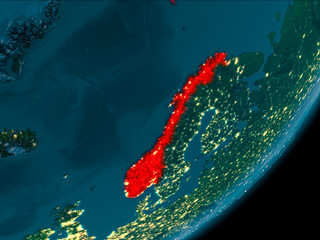 Norway from space at night
