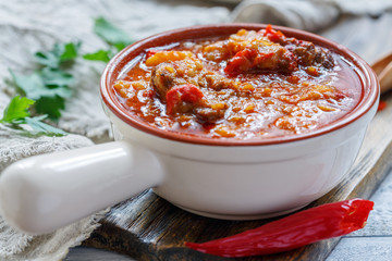 Goulash with beef. Hungarian cuisine.