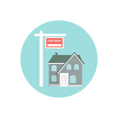 Banner for sales, advertising house, cottage with trees.