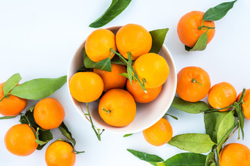 Mandarin oranges on white background