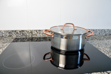 Cooking with induction at kitchen