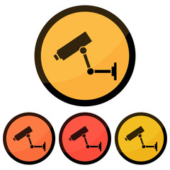 Circular, flat cctv icon. Four color variations. Isolated on white