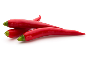 Red chilli pepper isolated on a white background.