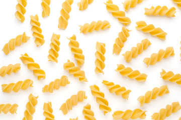 Pasta spiral isolated on the white background.