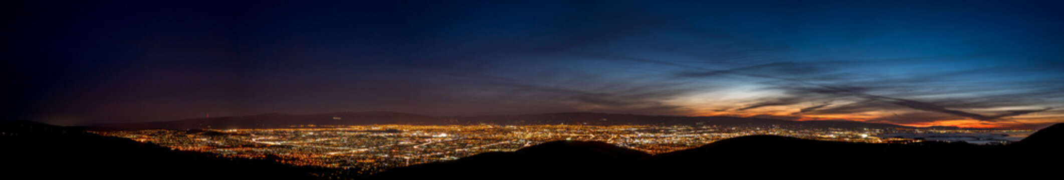 Very Wide Panorama Of Silicon Valley From San Jose To The Sea