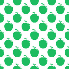 Seamless pattern from green ripe apples with a leaf